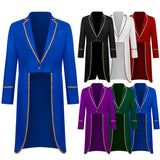 New Men's Gold Border Halloween Tailcoat Medieval Retro Medium Length Punk Tailcoat Cosplay Costume Fashion Trench Coat Jacket
