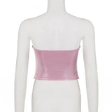 Pbong  Party Club Wear Reflective Coating Tube Camisole Sexy Hottie Skinny Solid All Match Mini Tops Women's Streetwear Summer Clothes