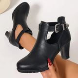 Pbong  Women's Closed-Toe High Heels with Single Strap and Chunky Heel, Stage Performance Dance Shoes, Single Shoes, Mother's Shoes