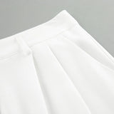 Pbong  New Autumn Elegant High Waist Straight Leg Trousers for Women Floor Length Commuter Suit Pants Polyester Fiber Loose White