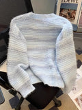 Women Chic Rainbow Sweater Loose Cute O Neck Long Sleeve Knitted Jumpers Fall Winter Lazy Wind Japan Fashion Sweet Pullover