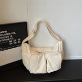 Pbong  Women's large capacity Canvas Multi-pocket Shoulder Bag Casual Practical Aesthetic Daily Commute Crossbody Bag Handbags