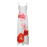 Flowers Printing Strap Backless Beach Dress