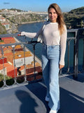 Sexy Thin Knit Sweater Women Solid Color Basic Pullover Top Casual Cozy Long Sleeve T-shirts Spring Summer New