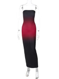 Off-shoulder Backless Sexy Maxi Dress For Women Gown Gradient Strapless Sleeveless Bodycon Club Long Dress Vestido