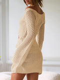 Mesh Crochet Long Beach Shirt Women Solid Cover Up Ladies Long Sleeve Hollow Out Sexy Beachwear Bathers Swim Bathing Suit