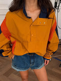 Pbong   Casual Contrast Color Jacket Women Loose Full Sleeve Stand Collar Button Jackets Female Autumn Winter Lady Outwear New