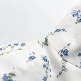 Fashion Blue Floral Print Short Dress Elastic Chest Zipper Party Beach Slip Dress 2025 New Square Collar Sweet Chic Vestidos