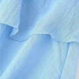 Vacation Blue Short Dress For Summer Lantern Sleeve Casual Solid Color Spring Women Dress With Belt A-line Fashion Vestidos