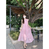 Pbong  Women's Light Green Sleeveless Halter Maxi Dress Ruffle Tiered Loose Chiffon Casual Summer Beach Party Long Dress