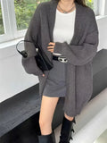 Open Front Knit Cardigan Sweater Women Cozy Plain Shrug Cardi Longline Sweater Jacket Fall Winter Casual Chic Outfit