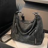 Pbong  Vintage Synthetic Faux Leather Handbag with Multiple Pockets Large Capacity Zipper Closure Adjustable Strap Golden Tone Hardware