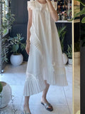 French Heavy Embroidery White Sleeveless Waistcoat Dress Women's Summer Haute Chic Chic Waist Look Slim Skirt