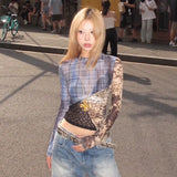 Japanese Y2k Patchwork Mesh Tops Trashy 2000s Lace Sheer Top Grunge Aesthetics Irregular T-shirt Vintage Harajuku Korean