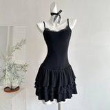 2000s French Elegant Slim Sexy 2 Piece Dress Sets Y2k Long Sleeve Sweet Dot Tops + One Piece Dress Korean Harajuku Autumn Suits