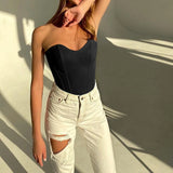 Pbong  Euramerican Classic Fashion Popoular Strapless Slim Crosets Shaper Y2k Aesthetic French Temperament Women Clothes Punk Camisole