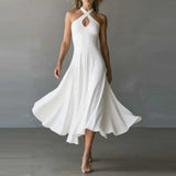 Pbong  Elegant Sleeveless Party Long Dresses For Women Summer Fashion Solid Color Slim Off The Shoulder A-line Maxi Dress Casual