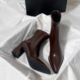 Chelsea Ankle Boots Basic High Heels Boots Women Fashion Pointed Toe Shoes Women Band Non-slip Comfortable Boots