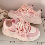 Pbong  Spring Autumn Lemon Sugar Yellow Thick Bottom Sports Shoes High Aesthetic Casual All-Match Flat Women's Shoes Rubber Outsole