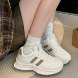 Pbong  Women's Lightweight Sports Shoes New Trendy Versatile Casual Thick-Soled Comfortable Sneakers for Women White Shoes