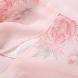 Pbong   Elegant Women Printed Long Dress Fashion Half Sleeve V-neck Floral Cinched Waist Female Dresses Summer Lady Robe New