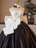 Pbong  Elegant Black Hepburn Style Evening Gown for Brides High Waist Puffy Skirt Wedding Photography Shoots Korean Style Long Dress