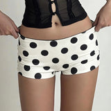 Pbong  Cute Polka Dot Print Low Rise Micro Shorts Women Summer Vacation Wear Contrast Color Skinny Mini Bottoms Casual All Match Short