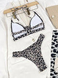 Halter String Leopard Two Piece Bikini Swimsuit Women Sexy Swimwear Female Bather Bathing Swimming Swim Suit Beachwear