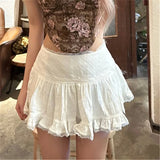 White Mini Skirts Y2k Clothes Cute White Lace Skirts Korean Style Embroidery Skirts For Women Black Mini Skirts High Waisted