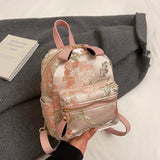 Pbong  Women's Mini Back Packs Y2K New Trend Korean Fashion Cute Backpack Lady Pu Backpacks