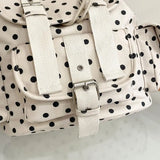 Pbong  Japanese Polka Dot Print Backpack Women Korean Daypack Large Capacity Travel Rucksack Cute School Bookbags Retro Causal Daypack