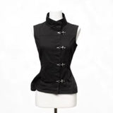 New High Street Fashion Popular Stand Colaar Sleeve Vest Y2k Aesthetic Single Breasted Sweet Cool Women Clothes Vintage Tops