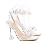 Pbong  New Design Gladiator Sandals for Women Sexy String Bead High Heels Shoes Summer Butterfly-knot Elegant Party Shoes Buckles Pumps