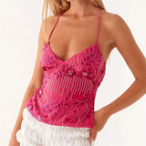 Boho Beaded Embellished Tank Tops Sequin Sparkly Shiny Sleeveless Shirt Vest Women Summer Vacation Y2K Sexy Crop Tops Going Out
