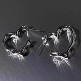 Y2K Korean Fashion Vintage Silver Color Heart Hoop Earrings For Women Egirl Trendy Grunge Aesthetic Jewelry Accessories