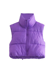 Casual Woman Black Loose Short Vest Female Fashion Oversized  Solid Color Tank Ladies Basic Warm Sleeveless Jacket