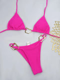 New Sexy Bikini Solid Color Lace-up Split Two-piece Swimsuit for Women