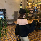 Casual Off Shoulder Sweatshirts Women Sexy Korean Style Loose Pullovers Harajuku Y2k Fashion Long Sleeve Sweatshirts