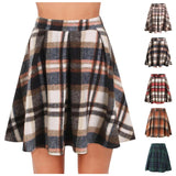 Pbong  Retro Patchwork Mini Skirt Casual Checkered Half-length Skirts Elegant Commute Style Polyester Blend Cross-Border Fashion
