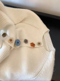 Korean Chic Buttons Cardigan Women O Neck Vintage Casual Fall Knitted Sweater Lazy Wind Simple Long Sleeve Loose Cute Coats Tops