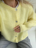 Fashion Mohair Knitted Single Breasted Cardigan for Women Loose Solid O-neck Long Sleeve Lazy Sweater  Autumn Lady Knitwear