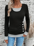 Pbong  T-shirt Women's Large Knitted Casual Solid Color