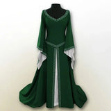 Pbong  Christmas Theme Embroidered Slim Fit Long Sleeve round Neck Dress Knee Length Women's Dress Full Sleeve Regular Type Empire Wais