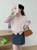 Fuzzy Sweater Hoodie Zip-Up Mohair-Knit Cardigan Women Long Sleeve Hooded Crop Top Knitwear Fall Winter Teen-girl Y2K Outfit