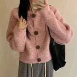 Chunky Cardigan Woman Cozy Button Front Sweater Jacket Long Sleeve Single Breasted Knitted Coat Autumn Winter Casual Knitwear
