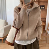 Rib Knit Zip Up Cardigan for Women Zipper Front Raglan Long Sleeve Sweater Jacket Coat Comfy Knitwear Fall Winter Vintage Outfit