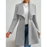 Women's Coats Winter Solid Color Long Sleeve Lapel Button-Up Work Coats New Year Red Valentine's Day Gift Outerwears