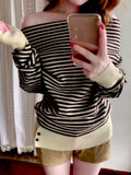 2000s American Vintage Striped Sexy Slash Neck Sweaters Y2k Casual Subculture Korean Fashion Pullovers Harajuku Autumn Jumpers