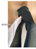 Spring 2025 Women's Retro Micro Flare Jeans Elastic Slimming High Waist Long Cotton Stretch Denim Blue Wear Resistant