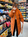 Korean Jacket Women Winter X-long Parkas Solid Hooded Thicken Warm Female Snow Wear Coat Padded Loose Clothes